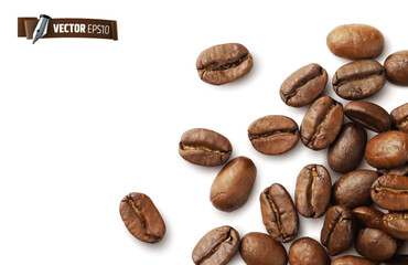 Vector realistic illustration of coffee beans on a white background. - 519303976