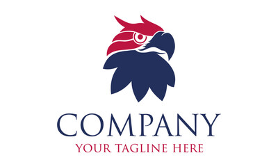 Blue and Red Color Eagle Head Logo Design
