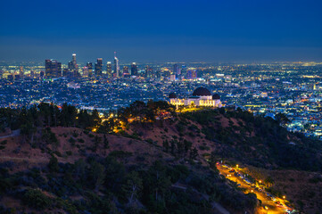 Griffith Observatory and Los Angeles skyline at night