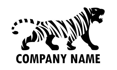 Fototapeta na wymiar Black and White Color Strip Tiger Logo Design