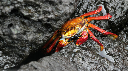 Red Rock Crab, Zayapa, Abuete Negro, Grapsus grapsus, Galápagos National Park, UNESCO, World Heritage Site, Biosphere Reserve, Galápagos Islands, Ecuador, South America