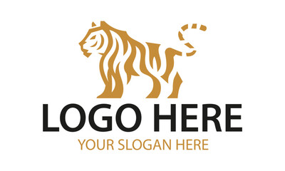 Orange Color Strip Tiger Logo Design