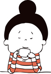 コーヒーを飲んでる女性