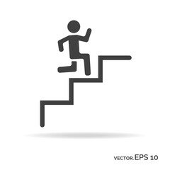 Fototapeta na wymiar Running down the stairs man outline icon black color isolated on white background