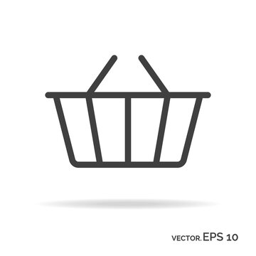 Shopping basket outline icon black color isolated on white background