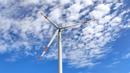 Fototapeta premium The Carreço - Outeiro wind farm is located 2-4 km west of Outeiro, Viana do Castelo district, Portugal. It is composed of nine wind turbines, with a total instal.