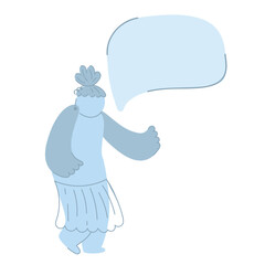 Woman with speech bubble for your text. unusual talking, protesting woman. Attractive overweight lady. Female cartoon character. Body positive. Plus size woman