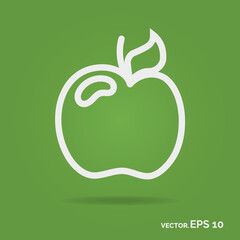 Apple outline icon white color isolated on green background