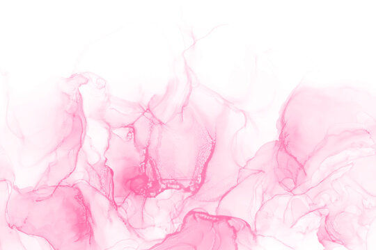 Light pink watercolor acrylic marble backgound. Vector abstract alcohol liquid texture in pastel color