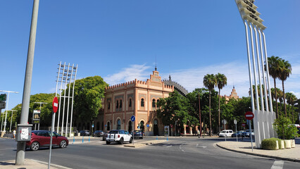 Fototapeta na wymiar Seville, Spain, September 11, 2021: The Plaza de Armas Shopping Centre (Centro Comercial Plaza de Armas), a former railway station in Seville.