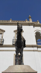 Seville, Spain, September 12, 2021: Equestrian monument dedicated to María de las Mercedes de...