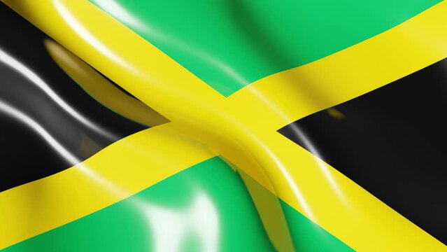 Waving flag of Jamaica country. 3d render national flag dynamic background. 4k realistic seamless loop animated video clip
