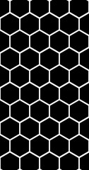 Net seamless pattern.Repeated white polygons on black background. Honeycomb wallpaper.Digital paper for page fills, web designing, textile print.