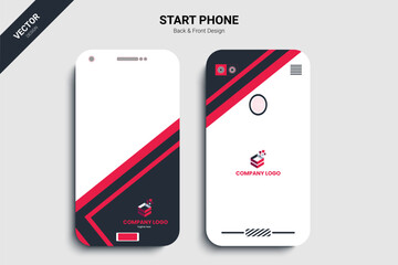 Fototapeta na wymiar Smart mobile phone front and back side design template