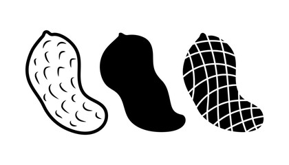 Set of silhouette peanut icon illustration