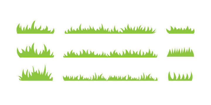 Set of flat grass elements illustration