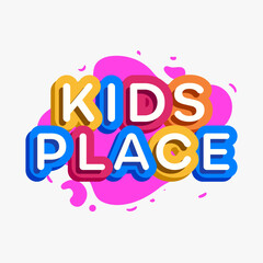 Vector kids place logo cartoon colorful style for game zone, shop, baby club, children school, clothes company, play room, toys shop, toy market, cafe, banner, education club, kid store, firm. 10 eps