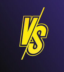 Vector versus sign modern neon gradient style yellow color isolated on transparent background for battle, sport, competition, contest, match game, announcement of two fighters. VS icon. 10 eps