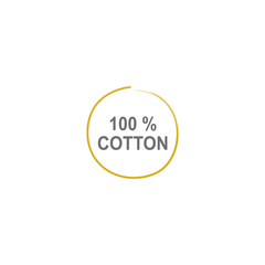 100 % Cotton Simple Design Badge isolated on White