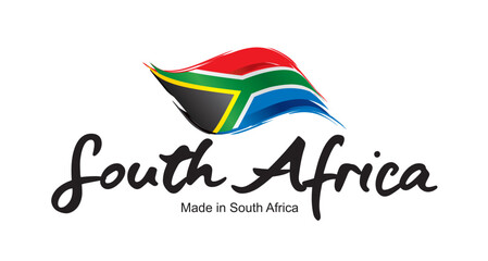 Made in South Africa new handwritten flag ribbon typography lettering logo label banner