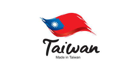 Made in Taiwan new handwritten flag ribbon typography lettering logo label banner