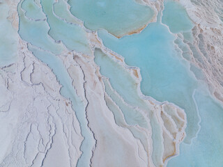 Pamukkale Travertines Drone Photo Summer Season, Aegean Region Denizli, Turkey

