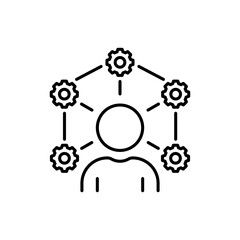 Ability Line Icon. Job Employee Training Talent Skill Linear Pictogram. Capability Social Increase Expertise Outline Icon. Management Efficiency. Editable Stroke. Isolated Vector Illustration