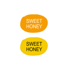 Sweet Honey Design Badges ( Orange, Yellow ) Isolated on White