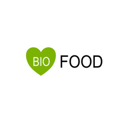 Bio Food Green Heart Shaped Sign, Symbol, Art, Logo isolated On White