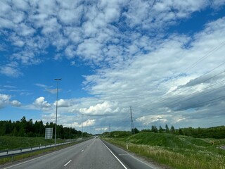 Driving Empty road, summer landscape