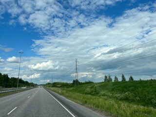 Driving Empty road, summer landscape