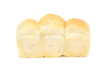 Loaf soft bread isolated on white background. Homemade bakery baked bread.