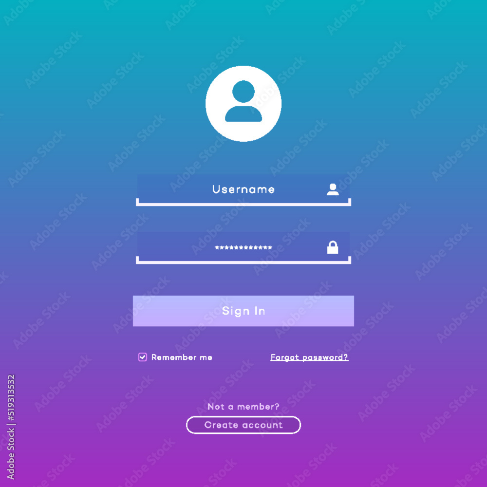 Canvas Prints login form page template on gradient background for app development, smartphone mockups, website ui 