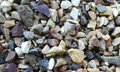 Abstract background with lot of various shape peeble stones. 