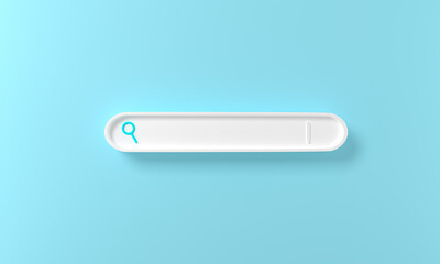 illustration of minimal blank search bar on blue background. web concept. 3d rendering. Search bar design element Bar for UI. 3D bar Browser button for website and UI design.