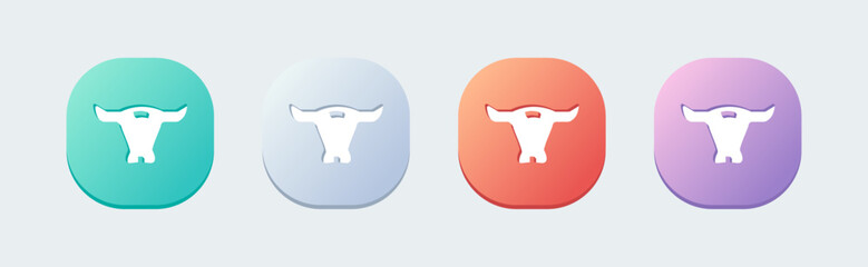 Bull solid icon in flat deisgn style. Strength and perseverance signs vector illustration.