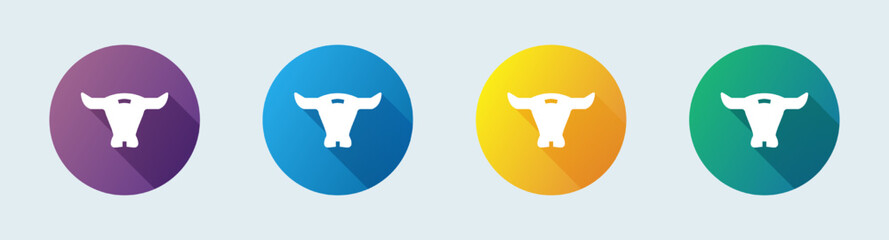 Bull solid icon in flat deisgn style. Strength and perseverance signs vector illustration.