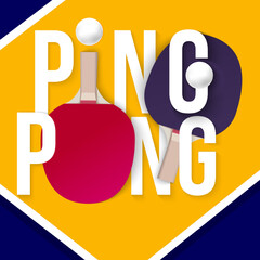 Ping pong Poster Template. Table and rackets for ping-pong. Vector illustration EPS10