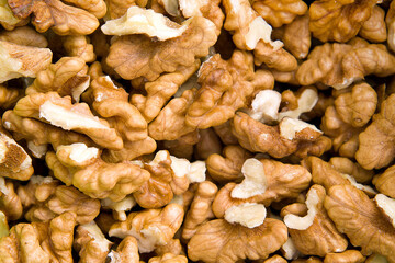 Peeled walnut in macro view
