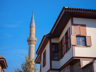 travel to turkey, old town Kaleci. district street view, in Antalya. popualr resort city for tourists.