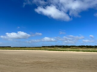 Empty sandy  beach on the north sea, windy weather