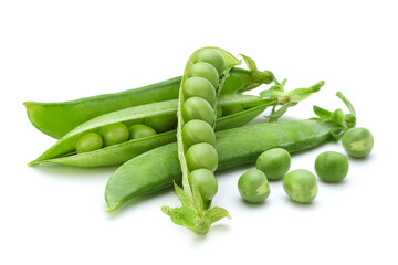 Fresh peas on white