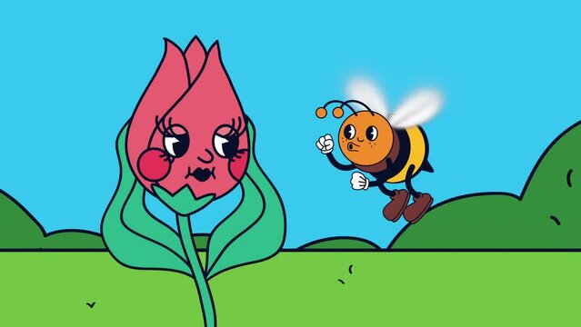 bee insect kawaii character animation