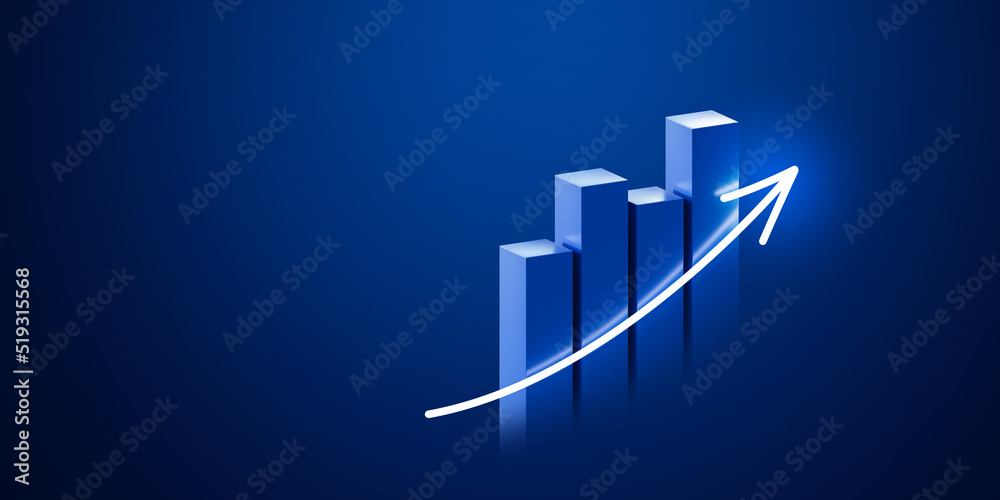 Wall mural growth business strategy arrow concept on success target improvement 3d background with increase dev