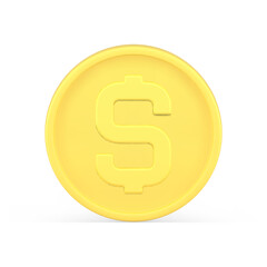 Dollar coin yellow circle realistic 3d icon front view vector banking financial economy symbol