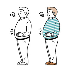 中年男性が肥満を気にするイラスト