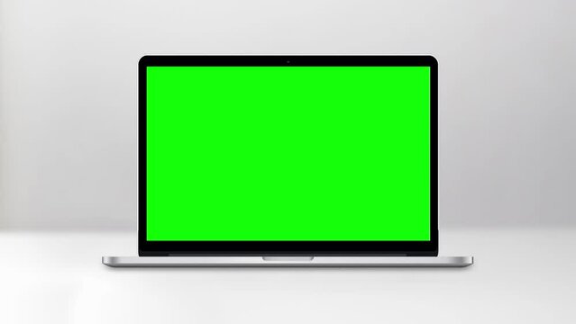 Laptop Zoom Mockup Green Screen Simple Background