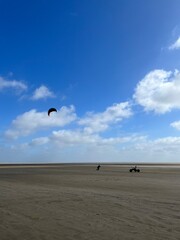 Empty sandy  beach on the north sea, windy weather