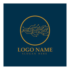 Obraz premium Circuit electronic Logo Template vector design illustration