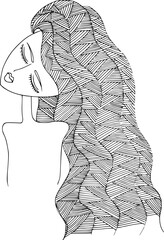 black and white Beauty Hair Pattern Design vector drawing	